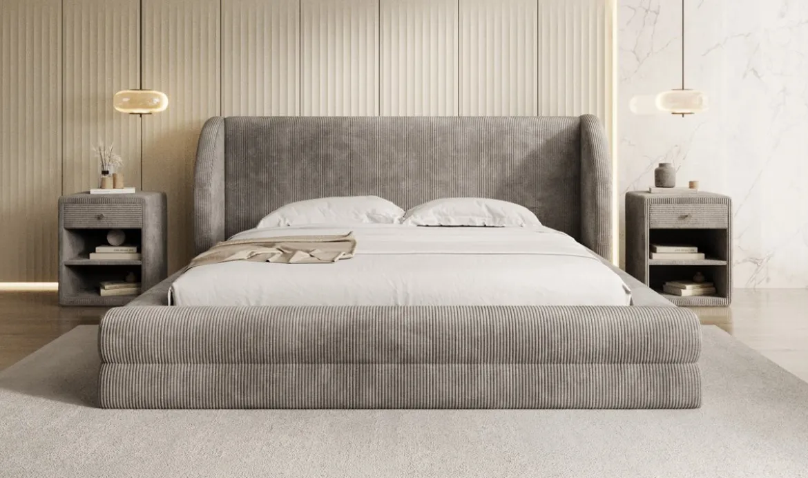 Designer Polsterbett Liv Cord mit Stauraum