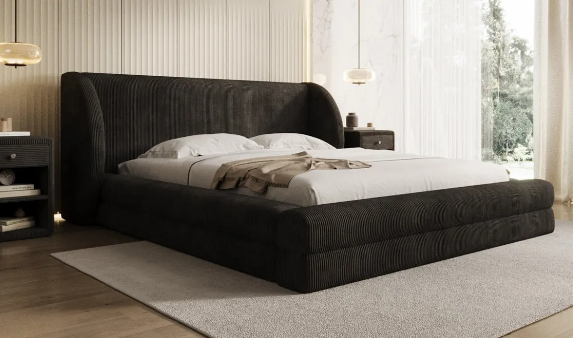Designer Polsterbett Liv Cord mit Stauraum