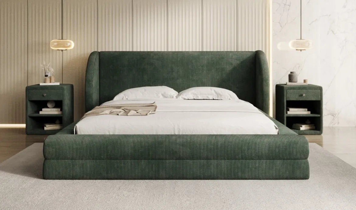 Designer Polsterbett Liv Cord mit Stauraum