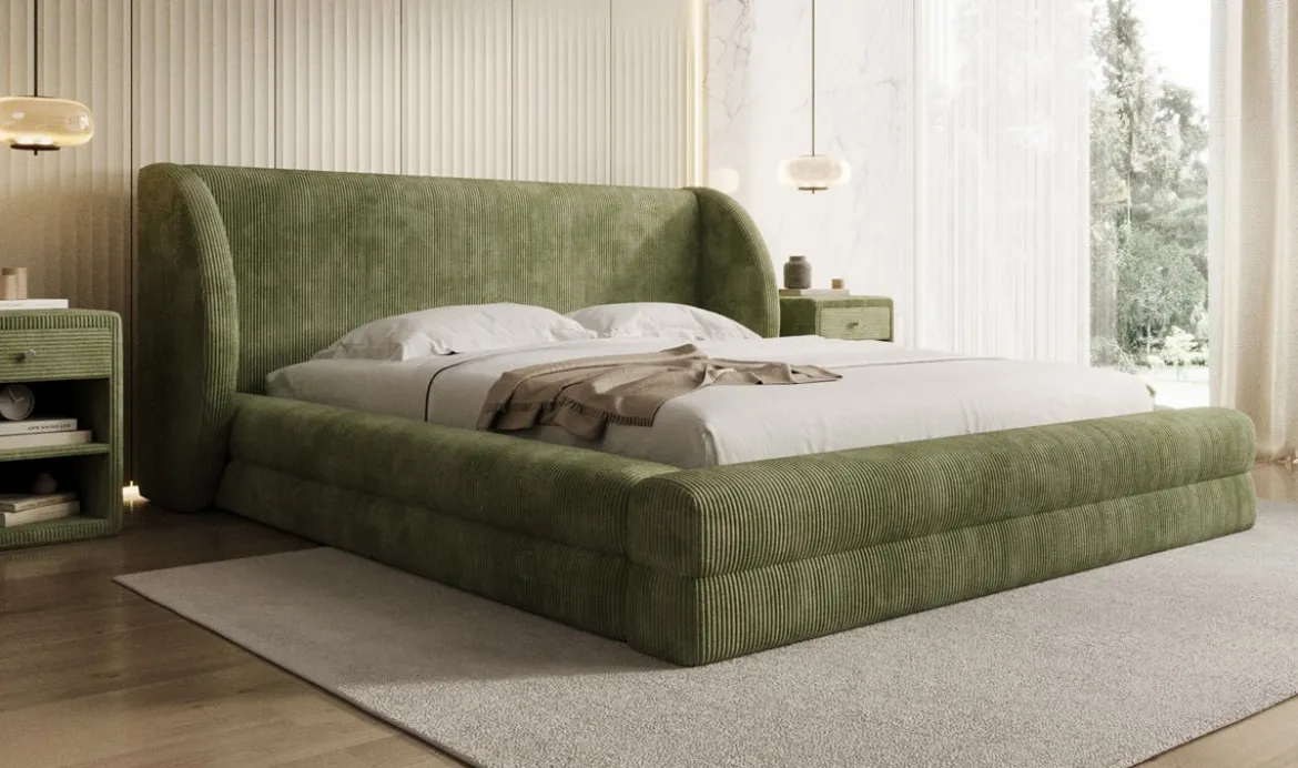 Designer Polsterbett Liv Cord mit Stauraum