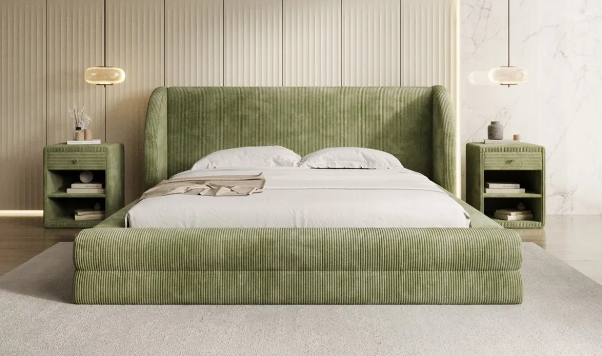 Designer Polsterbett Liv Cord mit Stauraum