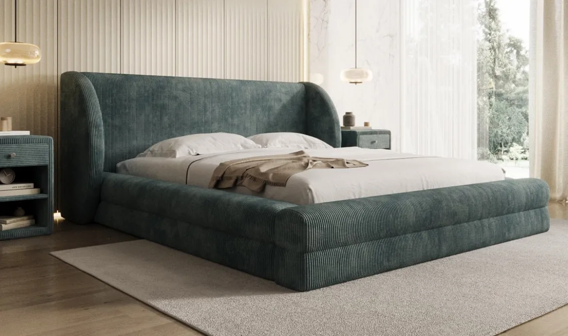 Designer Polsterbett Liv Cord mit Stauraum