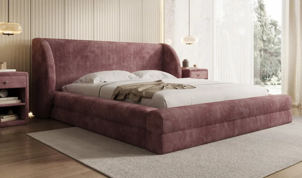 Designer Polsterbett Liv Cord mit Stauraum