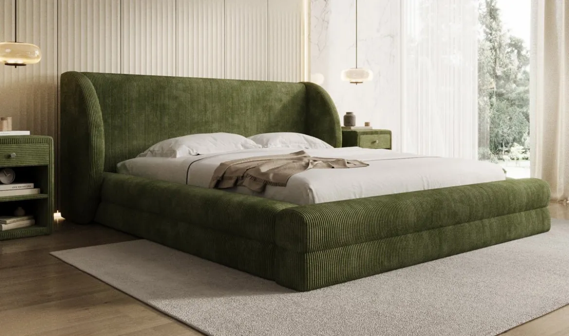 Designer Polsterbett Liv Cord mit Stauraum