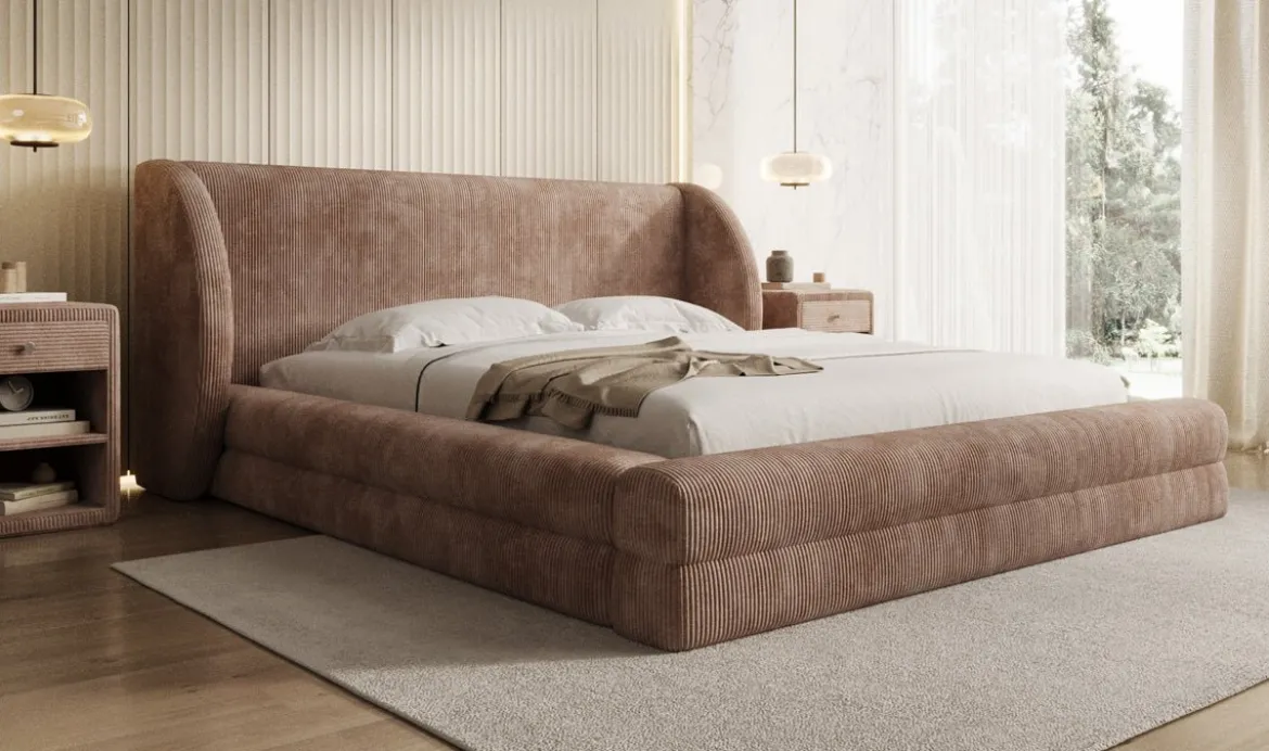 Designer Polsterbett Liv Cord mit Stauraum