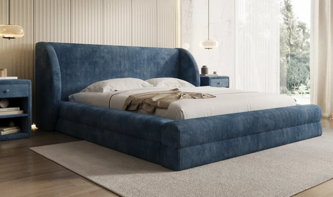 Designer Polsterbett Liv Cord mit Stauraum