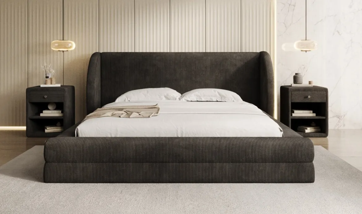 Designer Polsterbett Liv Cord mit Stauraum