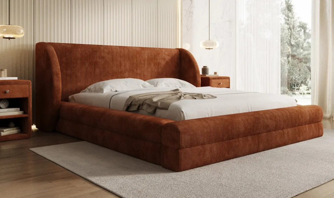 Designer Polsterbett Liv Cord mit Stauraum