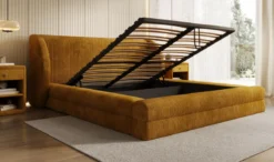 Designer Polsterbett Liv Cord mit Stauraum