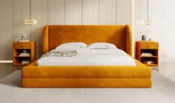 Designer Polsterbett Liv in Samt mit Stauraum