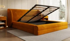 Designer Polsterbett Liv in Samt mit Stauraum