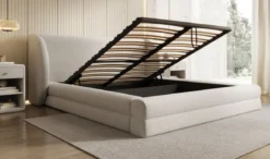 Designer Polsterbett Liv in Strukturstoff mit Stauraum