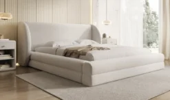 Designer Polsterbett Liv in Strukturstoff mit Stauraum