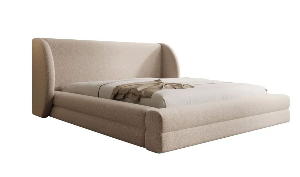 Designer Polsterbett Liv in Strukturstoff mit Stauraum