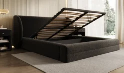 Designer Polsterbett Liv in Strukturstoff mit Stauraum