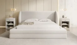 Designer Polsterbett Liv in Strukturstoff mit Stauraum
