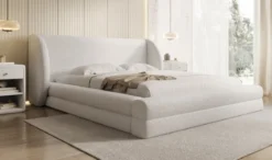Designer Polsterbett Liv in Teddy Bouclé mit Stauraum