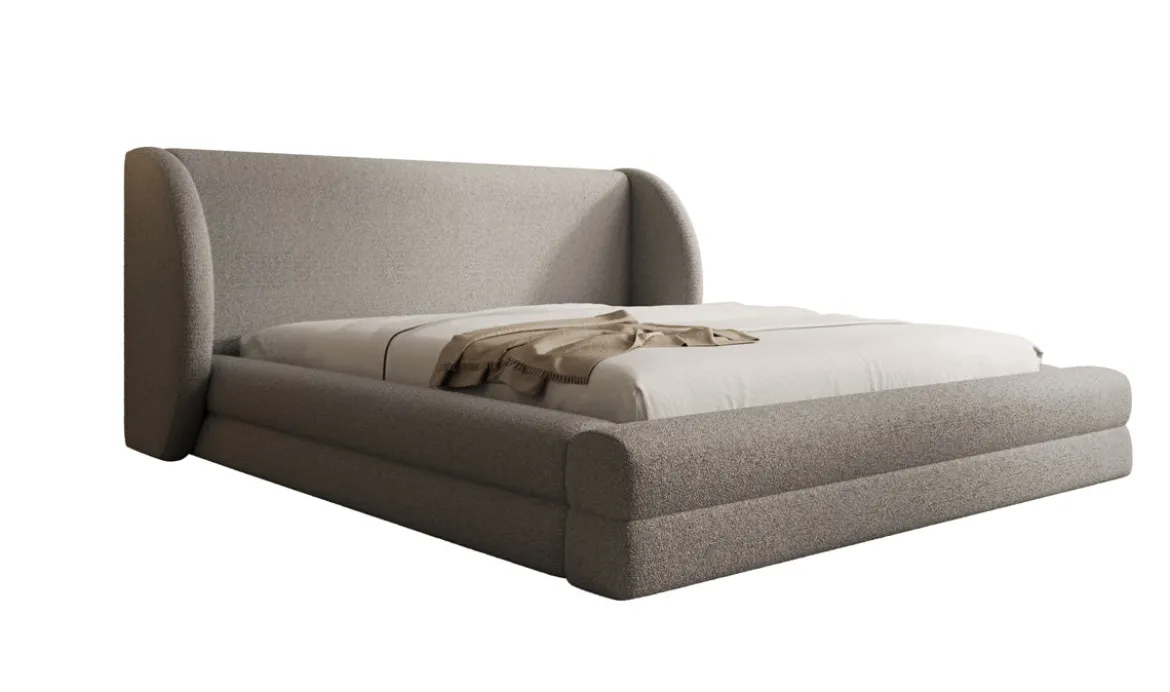 Designer Polsterbett Liv in Teddy Bouclé mit Stauraum