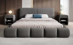Designer Polsterbett Lolita in Bouclé mit Stauraum