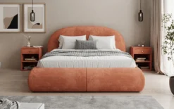 Designer Polsterbett Loop in Cord mit Stauraum