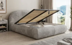 Designer Polsterbett Loop in Cord mit Stauraum