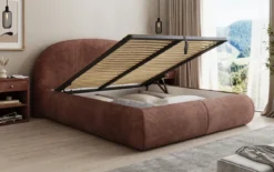 Designer Polsterbett Loop in Cord mit Stauraum