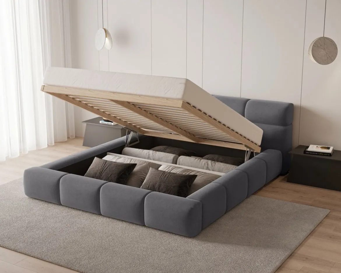 Designer Polsterbett Lora Samt mit Stauraum