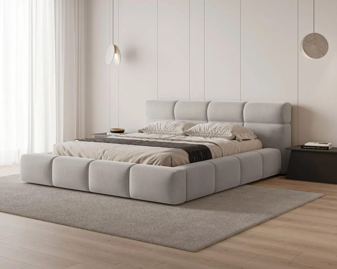 Designer Polsterbett Lora Samt mit Stauraum