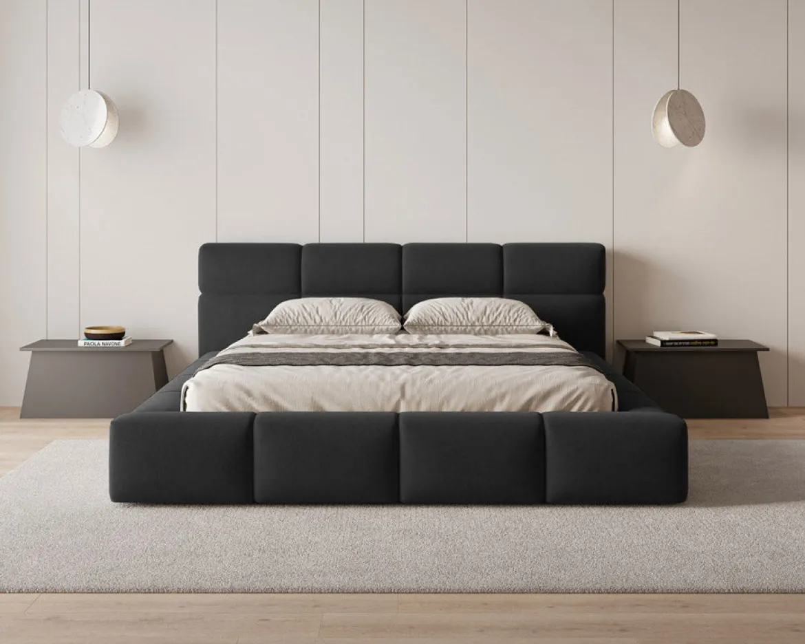Designer Polsterbett Lora Samt mit Stauraum