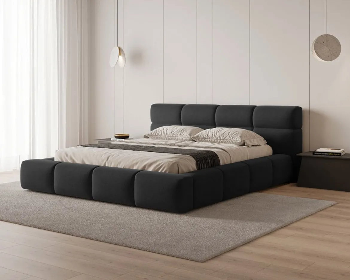 Designer Polsterbett Lora Samt mit Stauraum