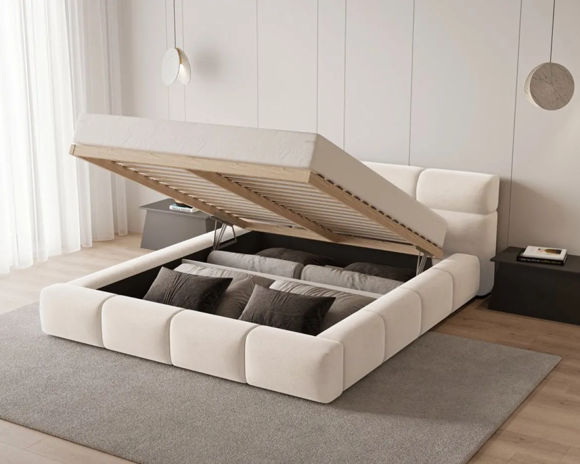 Designer Polsterbett Lora Samt mit Stauraum