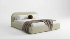 Designer Polsterbett Luma in Bouclé mit Stauraum