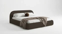 Designer Polsterbett Luma in Bouclé mit Stauraum