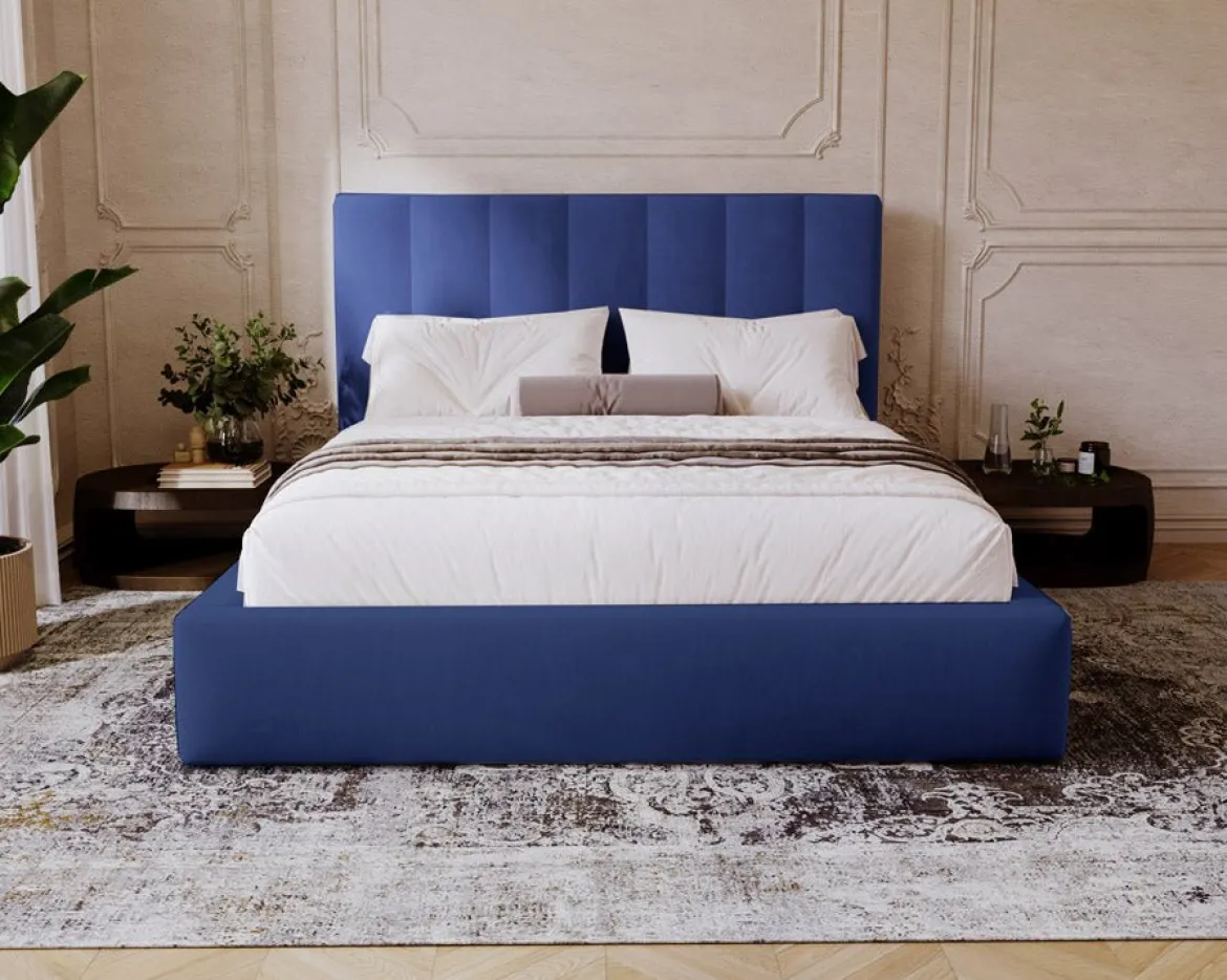 Designer Polsterbett Lunera in Samt mit Stauraum