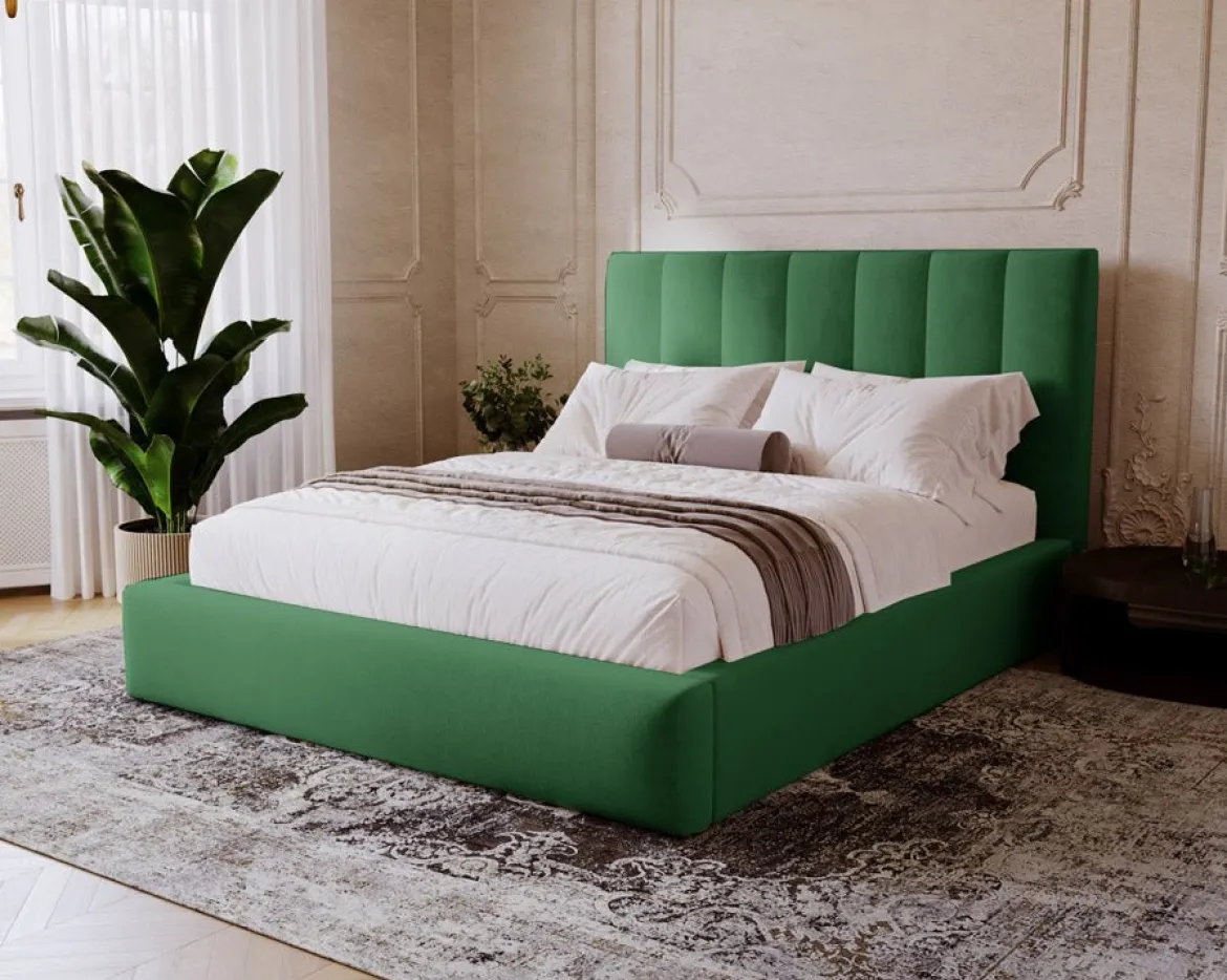 Designer Polsterbett Lunera in Samt mit Stauraum