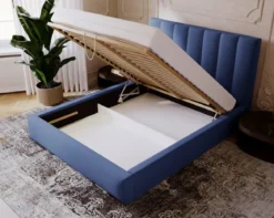 Designer Polsterbett Lunera in Samt mit Stauraum
