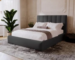 Designer Polsterbett Lunera in Samt mit Stauraum