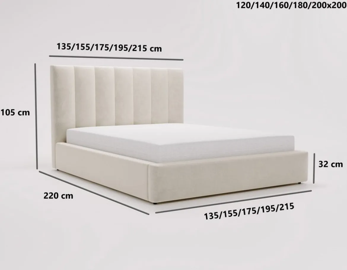 Designer Polsterbett Lunera in Samt mit Stauraum
