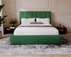 Designer Polsterbett Lunera in Samt mit Stauraum