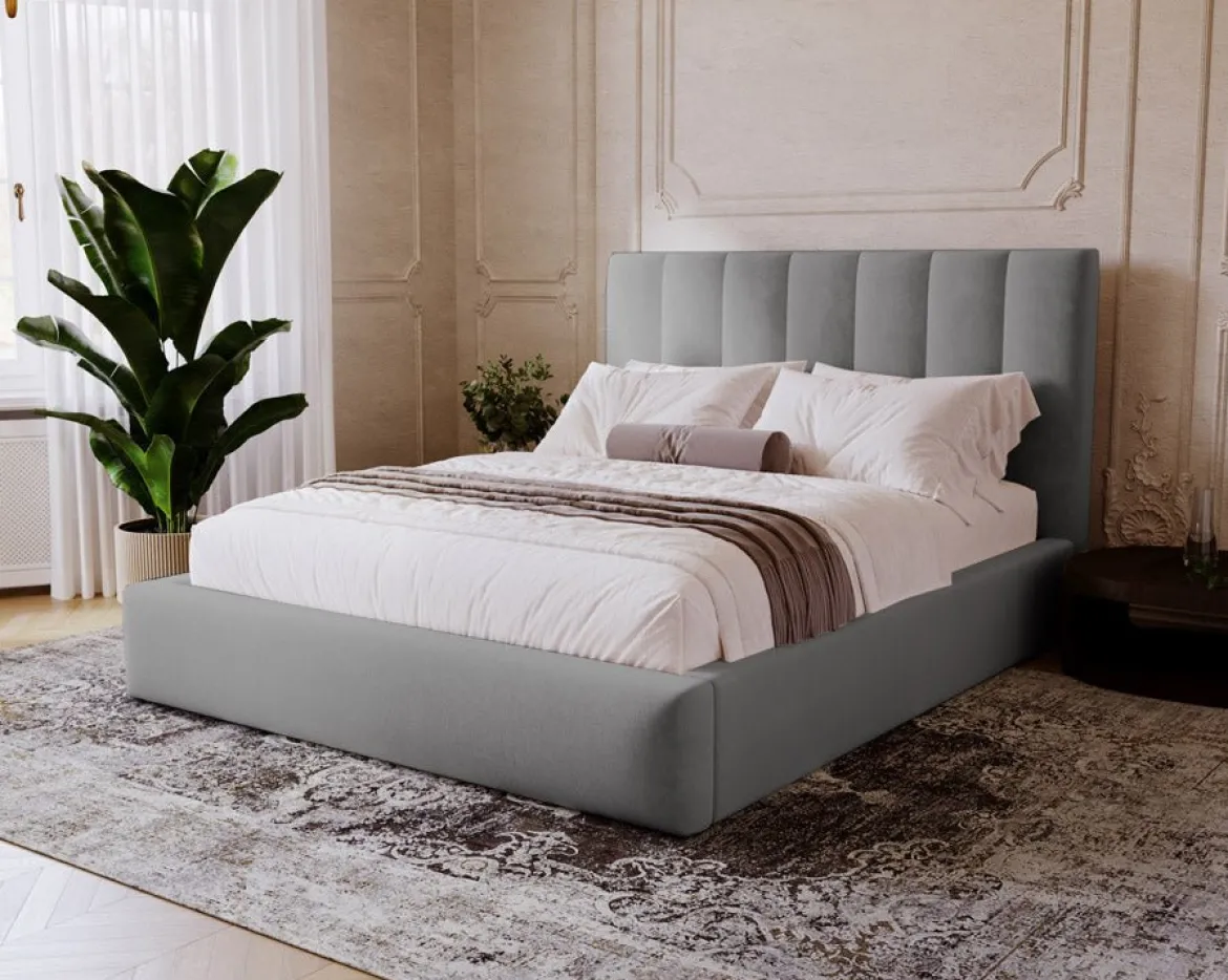 Designer Polsterbett Lunera in Samt mit Stauraum