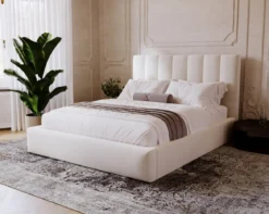 Designer Polsterbett Lunera in Samt mit Stauraum