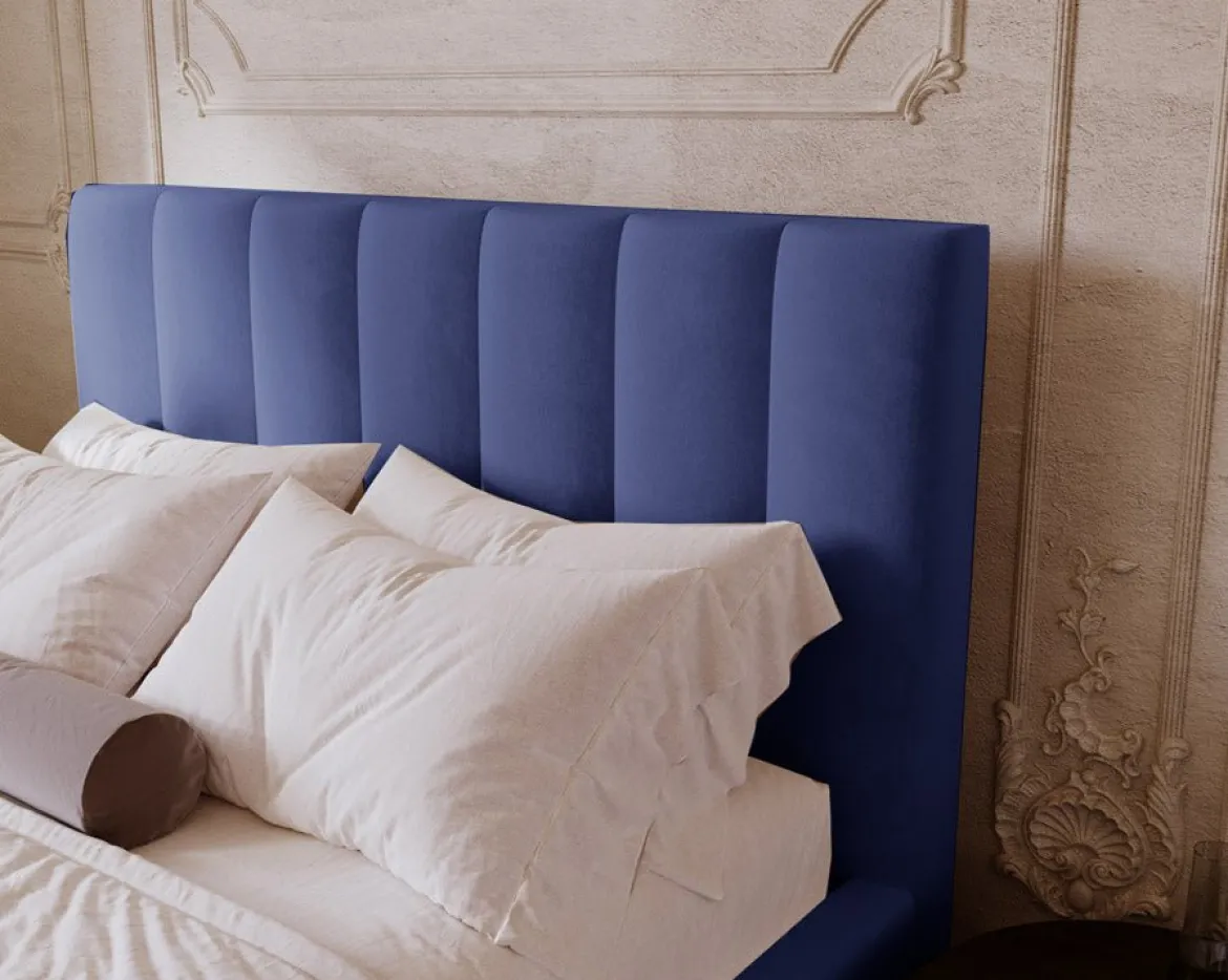 Designer Polsterbett Lunera in Samt mit Stauraum
