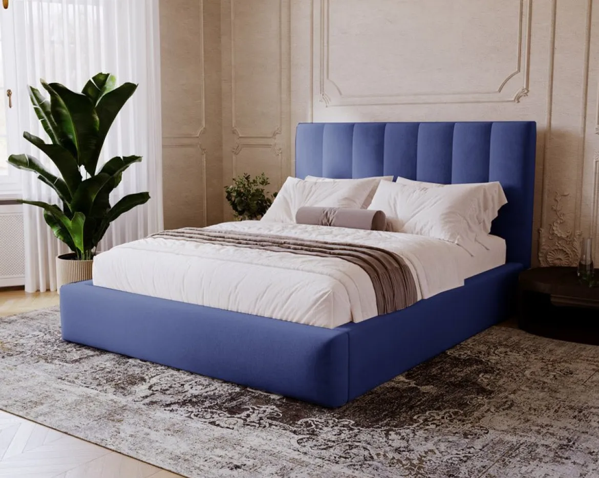 Designer Polsterbett Lunera in Samt mit Stauraum