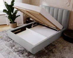 Designer Polsterbett Lunera in Samt mit Stauraum