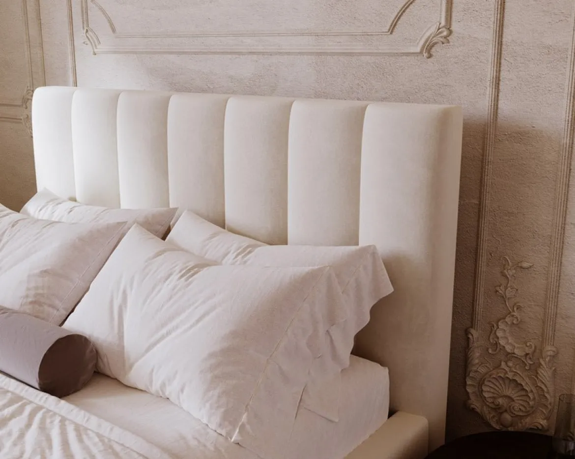 Designer Polsterbett Lunera in Samt mit Stauraum