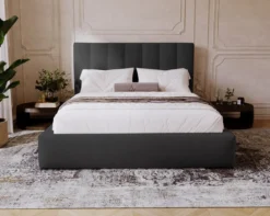 Designer Polsterbett Lunera in Samt mit Stauraum