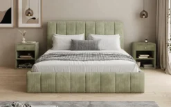 Designer Polsterbett Maja in Cord mit Stauraum