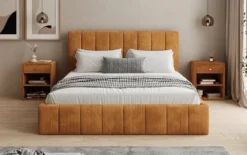 Designer Polsterbett Maja in Cord mit Stauraum