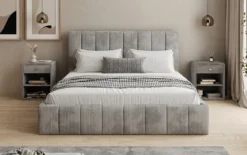 Designer Polsterbett Maja in Cord mit Stauraum