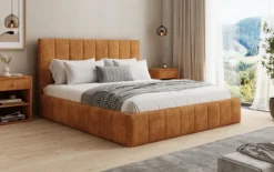 Designer Polsterbett Maja in Cord mit Stauraum